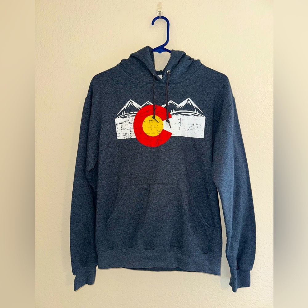 Men's Gray Colorado Hoodie with Mountain Design
